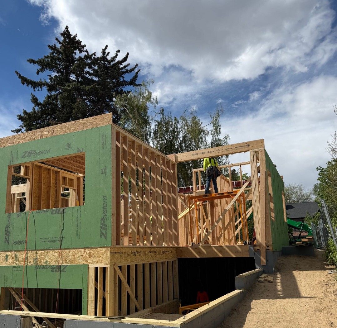 Framing underway on a Caliber custom home in Bonnie Brae