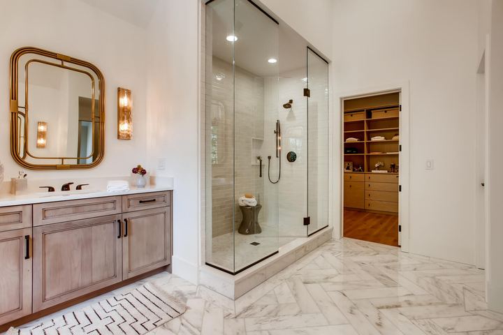 2nd Floor Master Bathroom of a Caliber custom home at 1036 S Columbine Street in Denver