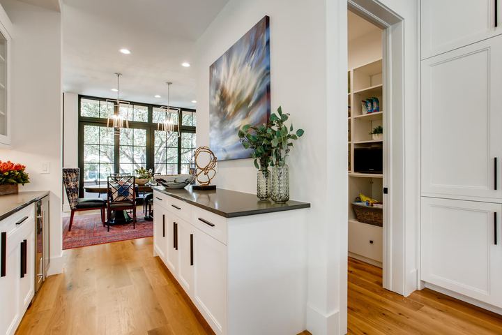 Butlers Pantry of a Caliber custom home at 1036 S Columbine Street in Denver