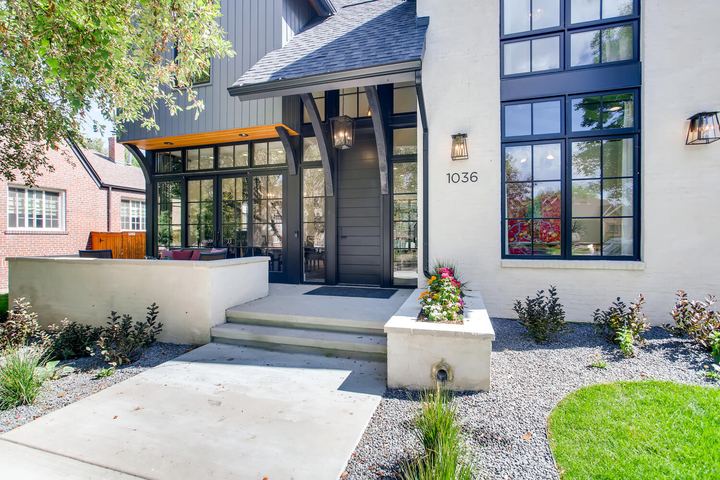 Exterior Front Entry of a Caliber custom home at 1036 S Columbine Street in Denver