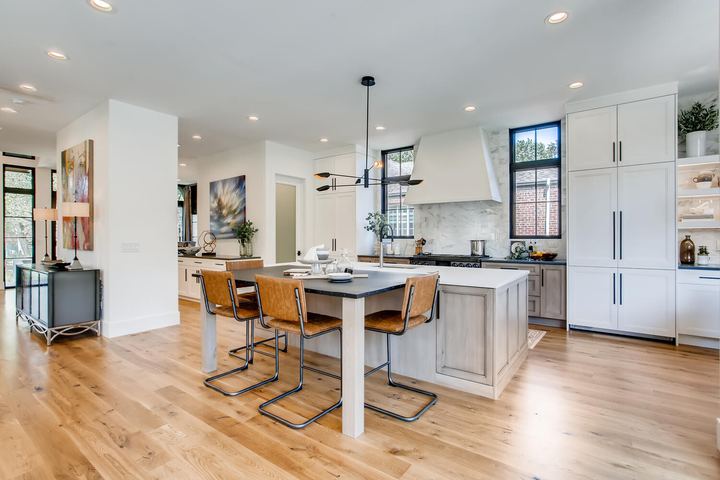Kitchen of a Caliber custom home at 1036 S Columbine Street in Denver