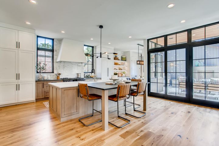 Kitchen of a Caliber custom home at 1036 S Columbine Street in Denver