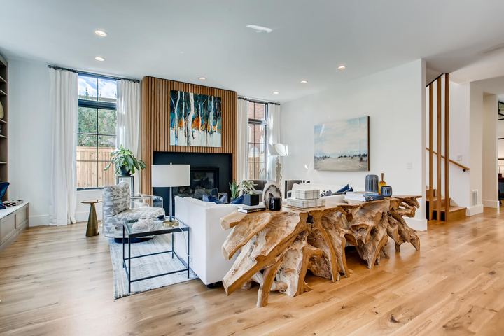 Living Room of a Caliber custom home at 1036 S Columbine Street in Denver