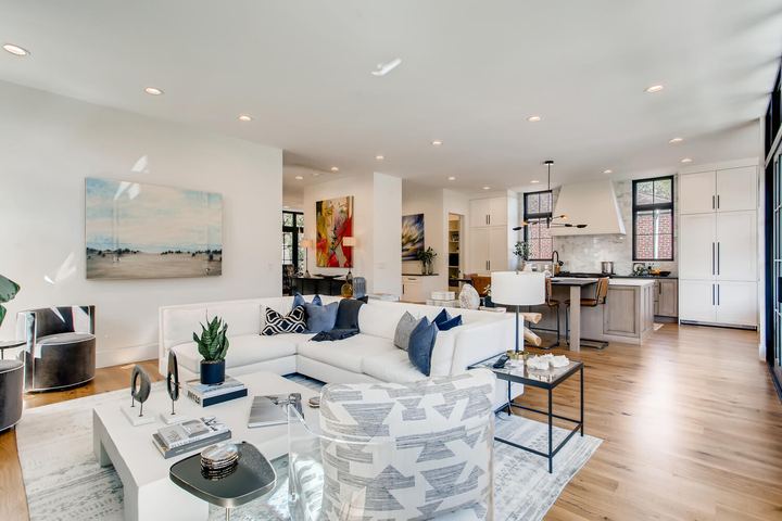 Living Room of a Caliber custom home at 1036 S Columbine Street in Denver