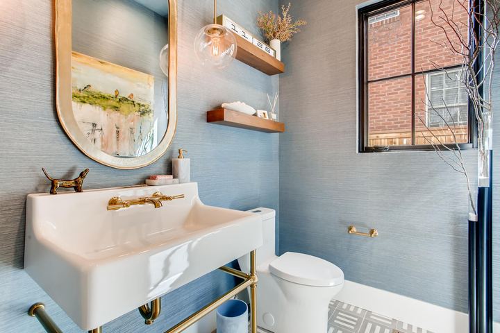 Powder Room of a Caliber custom home at 1036 S Columbine Street in Denver