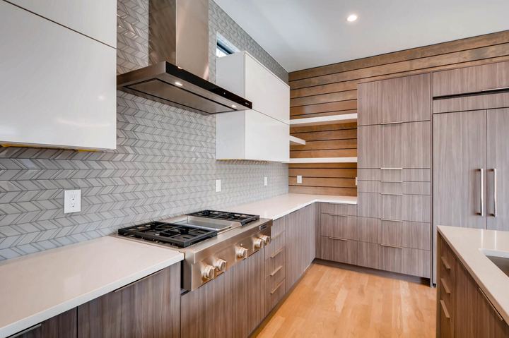 Kitchen of a Caliber custom home at 1165 S Adams in Denver