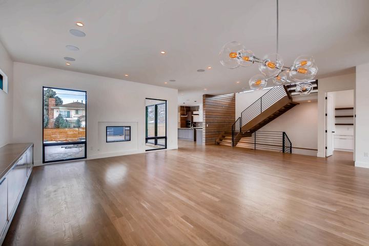 Living Room of a Caliber custom home at 1165 S Adams in Denver