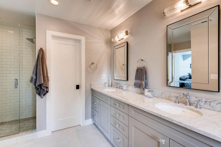 2nd Floor Master Bathroom of a Caliber custom home at 1379 S Lafayette St in Denver