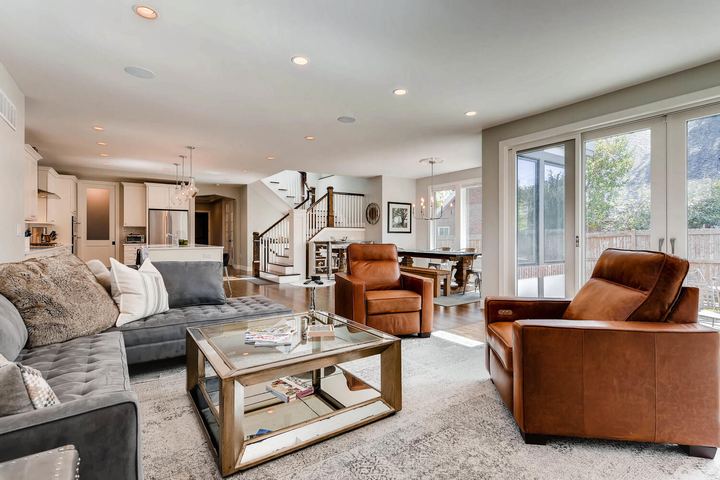 Family Room of a Caliber custom home at 1379 S Lafayette St in Denver