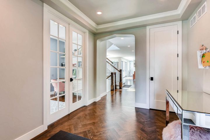 Foyer of a Caliber custom home at 1379 S Lafayette St in Denver