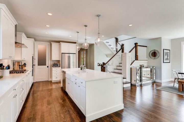 Kitchen of a Caliber custom home at 1379 S Lafayette St in Denver