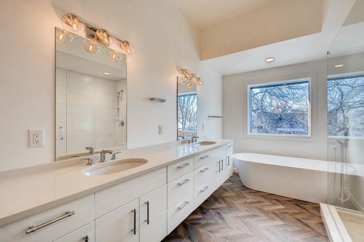 2nd Floor Master Bathroom of a Caliber custom home at 1442 S Clarkson St in Denver