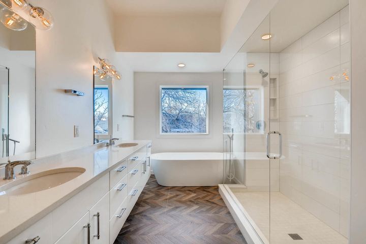 2nd Floor Master Bathroom of a Caliber custom home at 1442 S Clarkson St in Denver