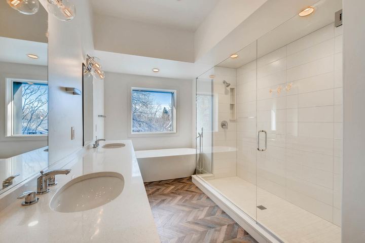 2nd Floor Master Bathroom of a Caliber custom home at 1442 S Clarkson St in Denver