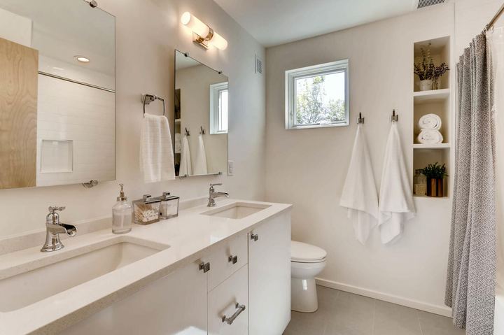 2nd Floor Bathroom of a Caliber custom home at 1716 W 34th Ave in Denver