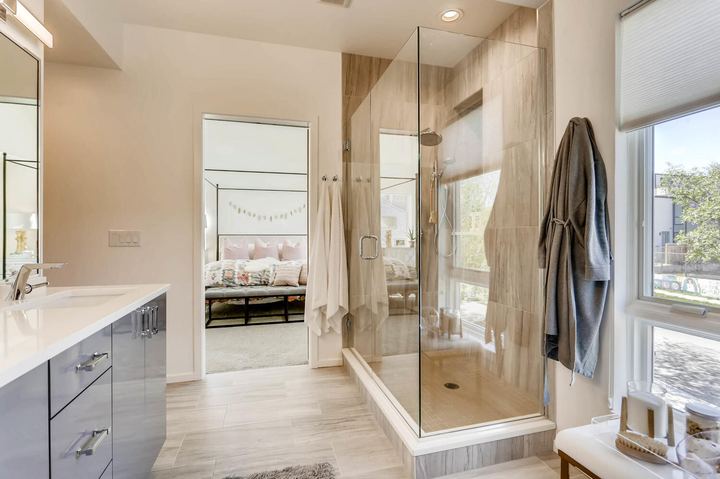 2nd Floor Master Bathroom of a Caliber custom home at 1716 W 34th Ave in Denver