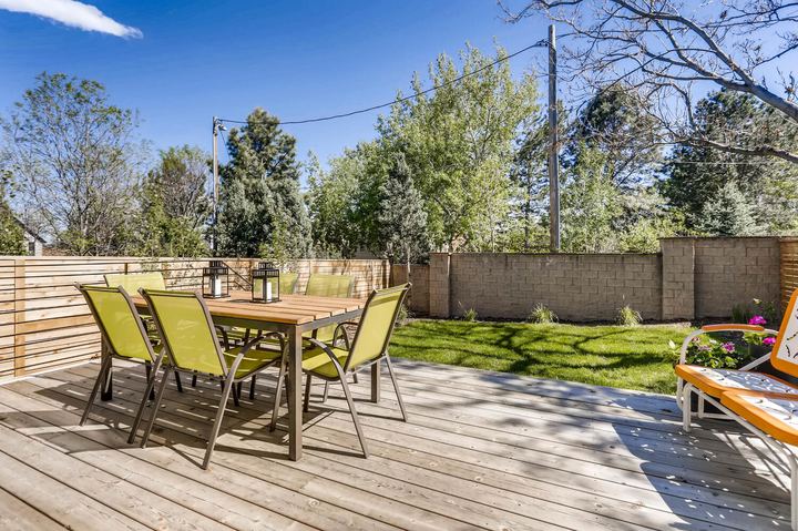 Deck of a Caliber custom home at 1716 W 34th Ave in Denver