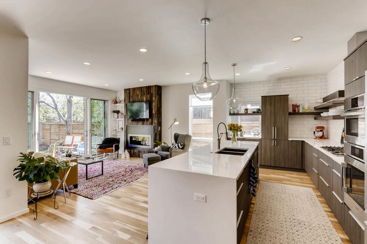 Kitchen of a Caliber custom home at 1716 W 34th Ave in Denver