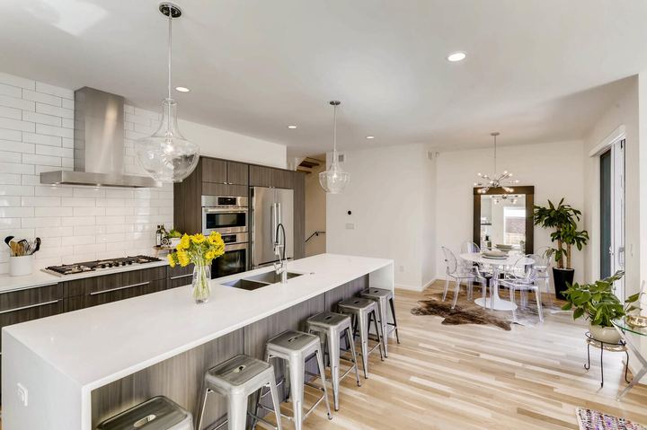 Kitchen of a Caliber custom home at 1716 W 34th Ave in Denver