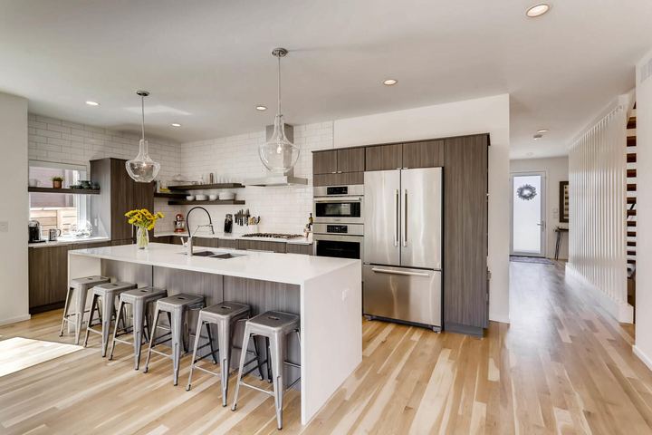 Kitchen of a Caliber custom home at 1716 W 34th Ave in Denver