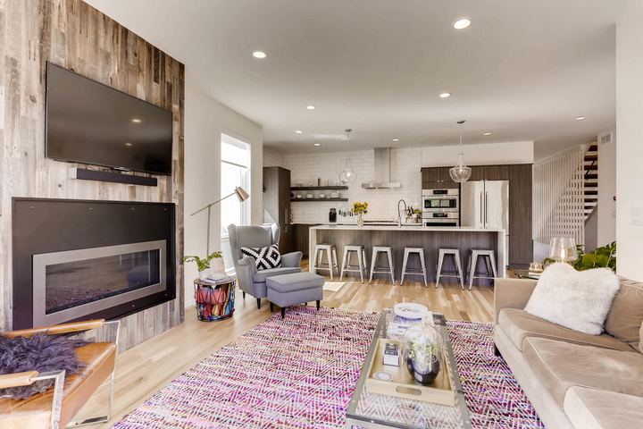Living Room of a Caliber custom home at 1716 W 34th Ave in Denver