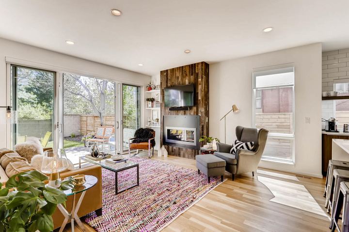 Living Room of a Caliber custom home at 1716 W 34th Ave in Denver