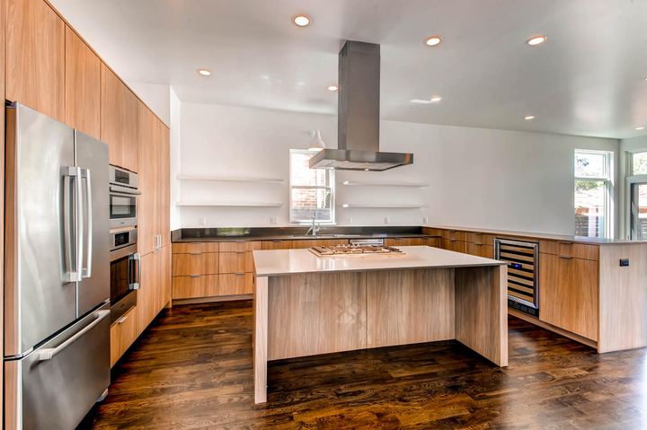 Kitchen of a Caliber custom home at 1803 S Clarkson in Denver