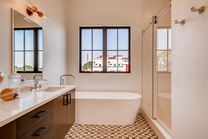 2nd Floor Master Bathroom of a Caliber custom home at 1923 W 37th Ave in Denver