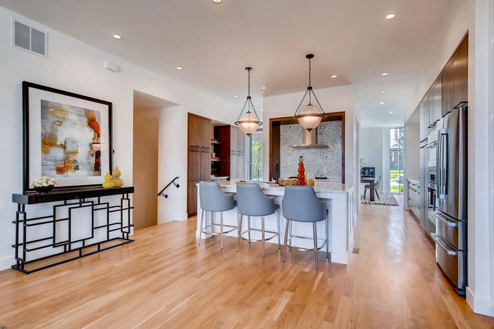 Kitchen of a Caliber custom home at 1923 W 37th Ave in Denver