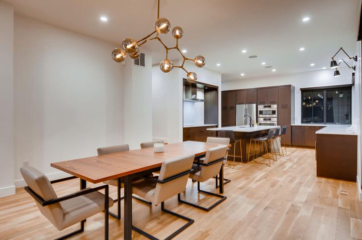 Dining Room of a Caliber custom home at 2010 S Clarkson St in Denver