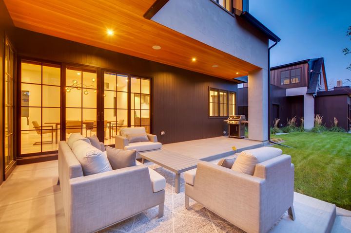 Patio of a Caliber custom home at 2010 S Clarkson St in Denver