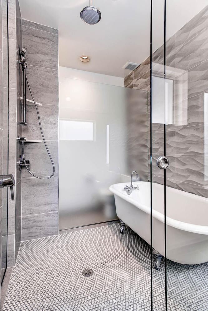 2nd Floor Master Bathroom of a Caliber custom home at 2329 W 32nd Ave in Denver