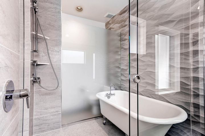 2nd Floor Master Bathroom of a Caliber custom home at 2329 W 32nd Ave in Denver