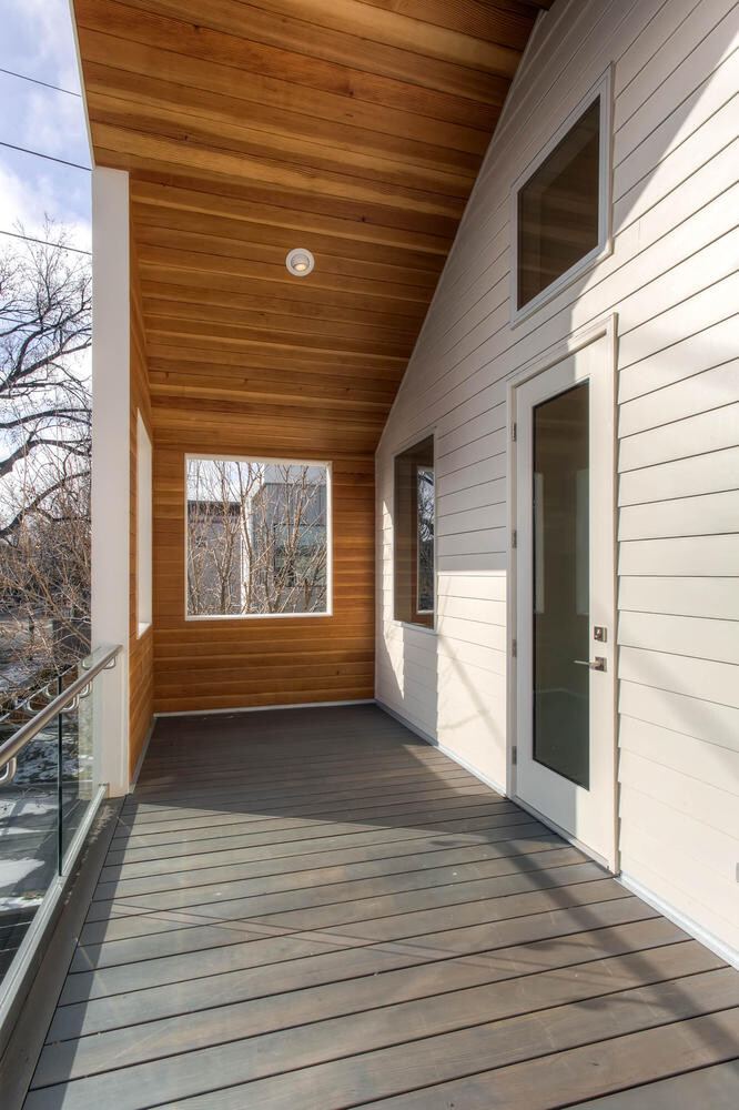 Balcony of a Caliber custom home at 2329 W 32nd Ave in Denver