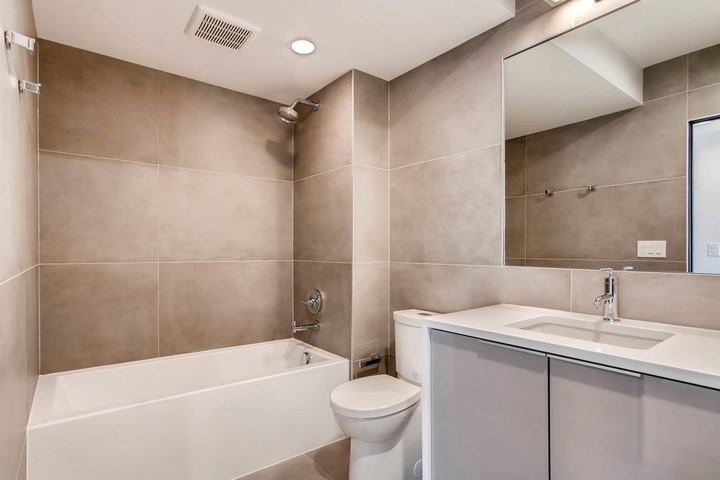 2nd Floor Bathroom of a Caliber custom home at 2675 Meade St in Denver
