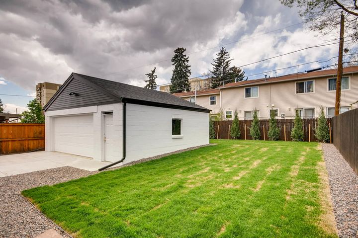 Back Yard of a Caliber custom home at 2675 Meade St in Denver