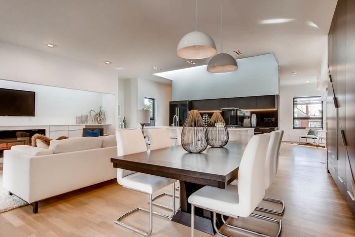 Dining Room of a Caliber custom home at 2675 Meade St in Denver