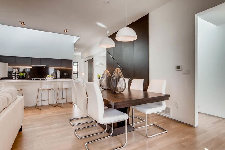 Dining Room of a Caliber custom home at 2675 Meade St in Denver