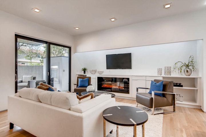 Living Room of a Caliber custom home at 2675 Meade St in Denver