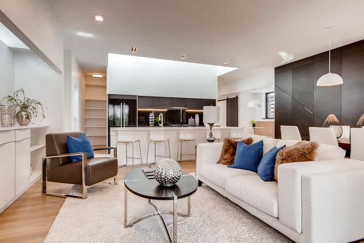 Living Room of a Caliber custom home at 2675 Meade St in Denver