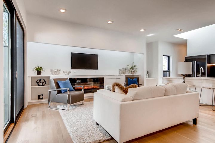 Living Room of a Caliber custom home at 2675 Meade St in Denver