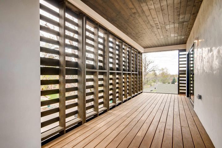 Master Bedroom Balcony of a Caliber custom home at 2675 Meade St in Denver