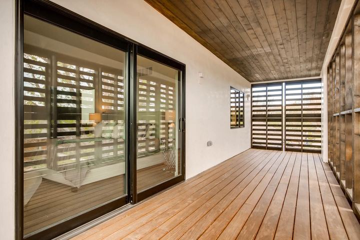 Master Bedroom Balcony of a Caliber custom home at 2675 Meade St in Denver