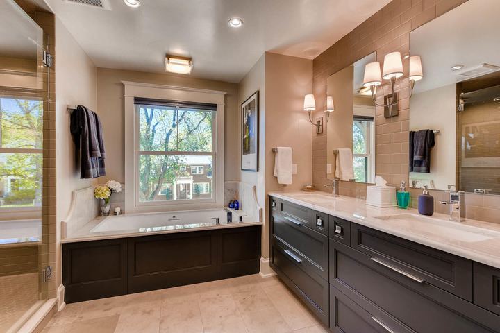 2nd Floor Master Bathroom of a Caliber custom home at 532 N High St in Denver