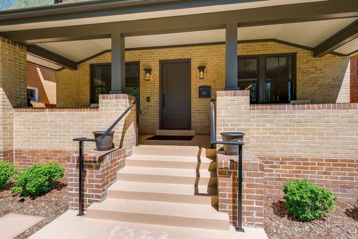 Exterior Front Entry of a Caliber custom home at 532 N High St in Denver