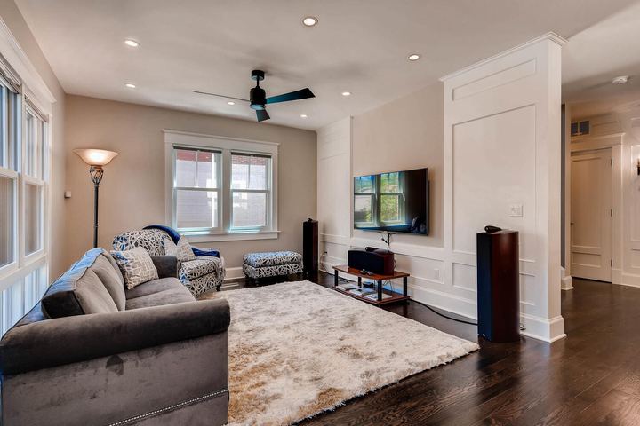 Family Room of a Caliber custom home at 532 N High St in Denver