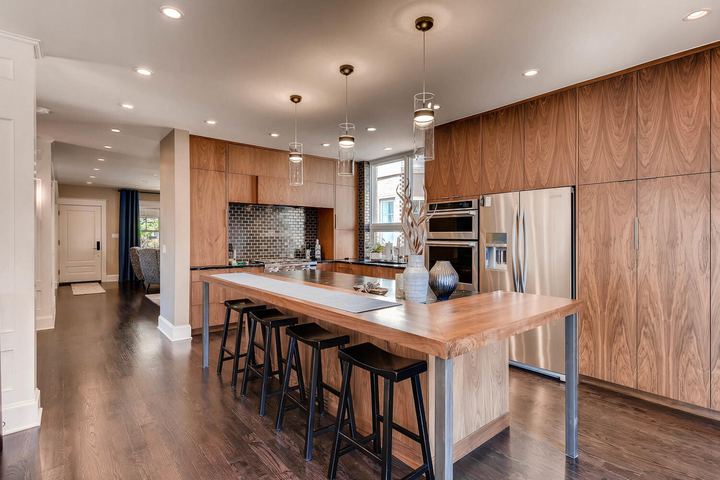 Kitchen of a Caliber custom home at 532 N High St in Denver