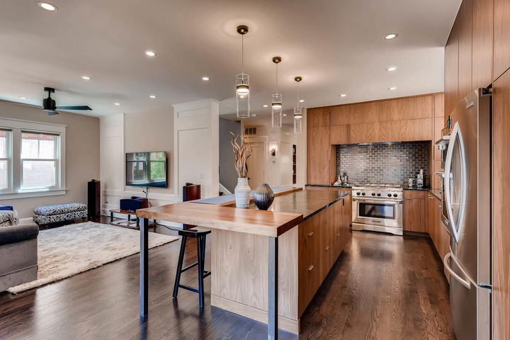 Kitchen of a Caliber custom home at 532 N High St in Denver