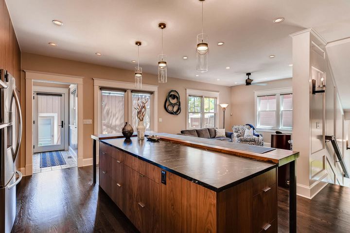 Kitchen of a Caliber custom home at 532 N High St in Denver