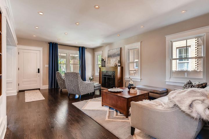 Living Room of a Caliber custom home at 532 N High St in Denver